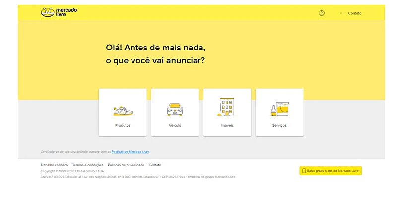 Captura de tela do Mercado Livre