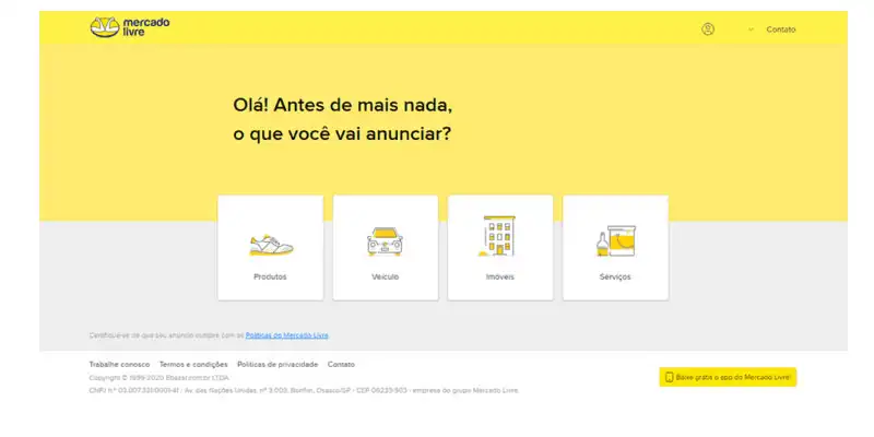Captura de tela do Mercado Livre