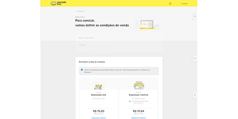 Captura de tela do Mercado Livre