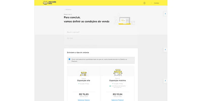 Captura de tela do Mercado Livre