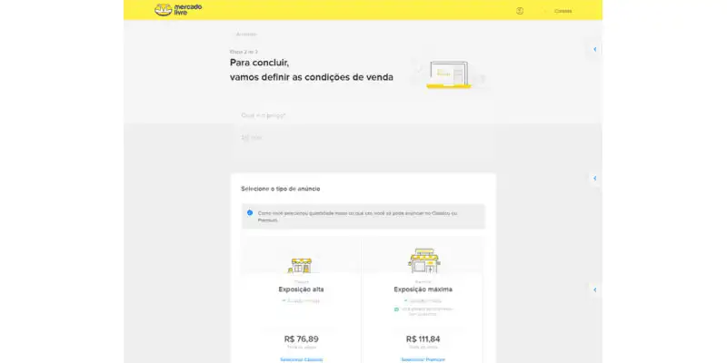 Captura de tela do Mercado Livre