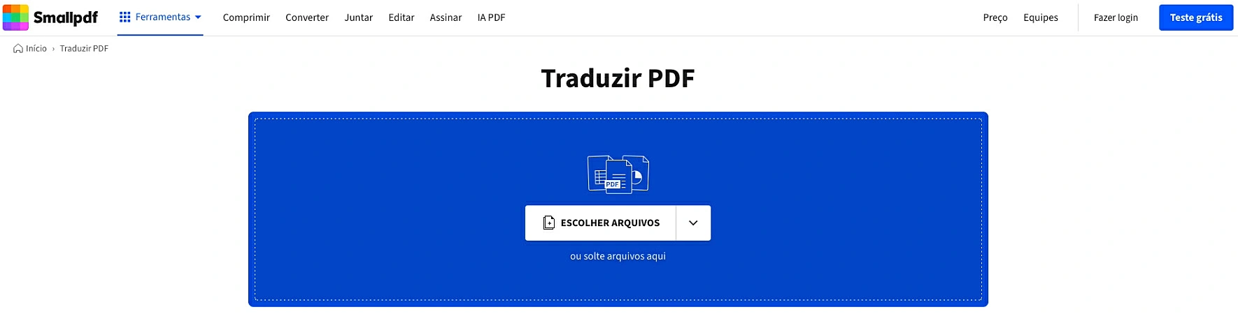 Captura de tela do SmallPDF