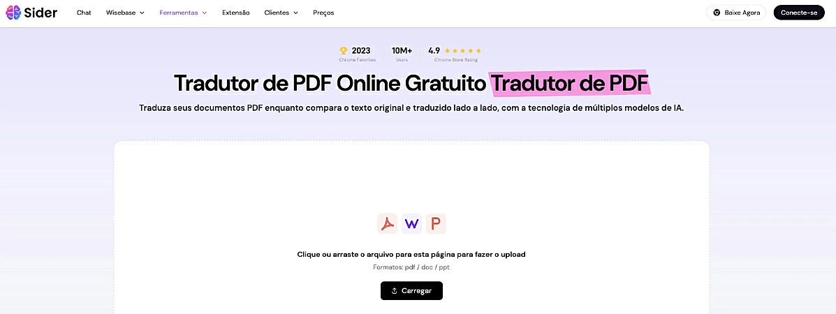 Captura de tela do Sider