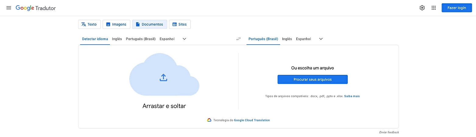 Captura de tela do Google Tradutor