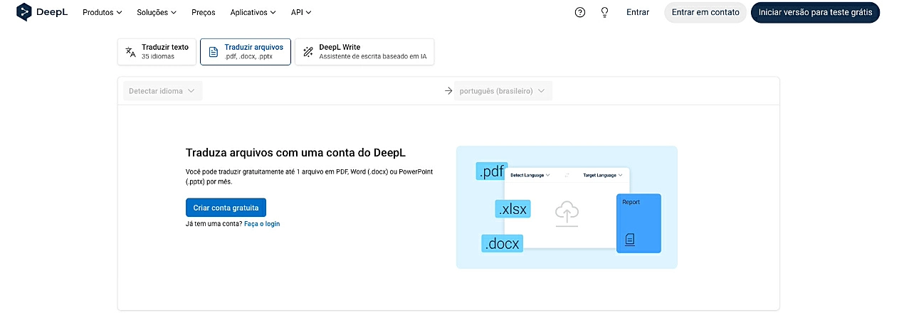 Captura de tela do DeepL