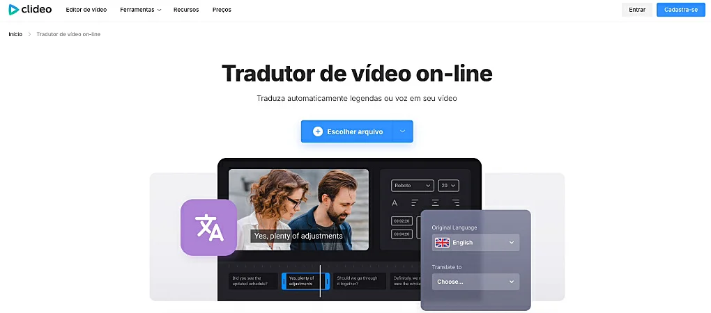 Captura de tela do Clideo