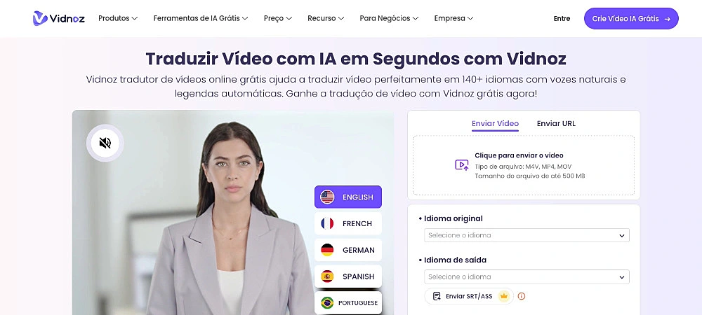 Captura de tela do Vidnoz