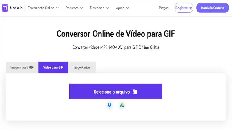 Captura de tela do Media.io