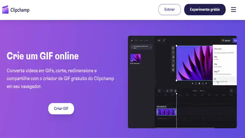Captura de tela do Clipchamp