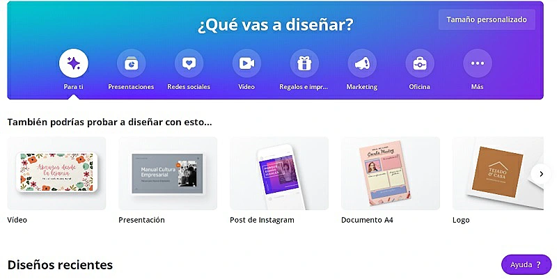 Imagen de la plataforma de Canva