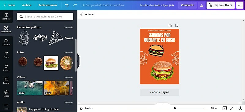 sección de diseños en Canva