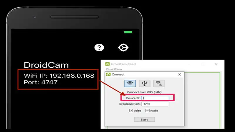 Captura de tela do aplicativo DroidCam