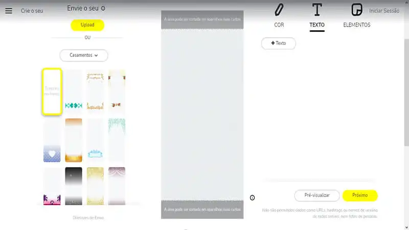 Captura de tela da ferramenta para criar filtro