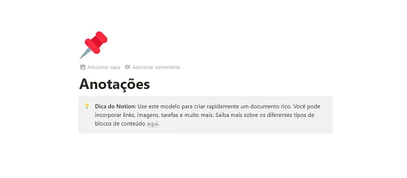 captura de tela mostrando como usar o notion para adicionar uma capa em uma página