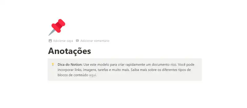 2 captura de tela mostrando como usar o notion para adicionar uma capa em uma página