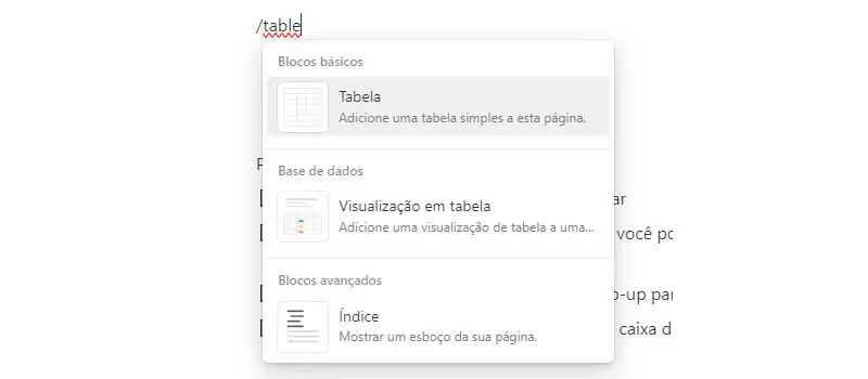 3 captura de tela mostrando como usar o notion para criar um índice em uma página