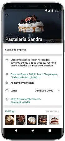 detalles de empresa whatsapp business