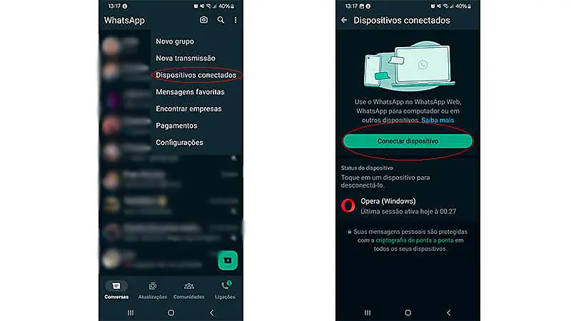 imagem que mostra como o passo a passo de como escanear o QR Code do WhatsApp PC