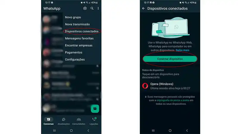 imagem que mostra como o passo a passo de como escanear o QR Code do WhatsApp PC