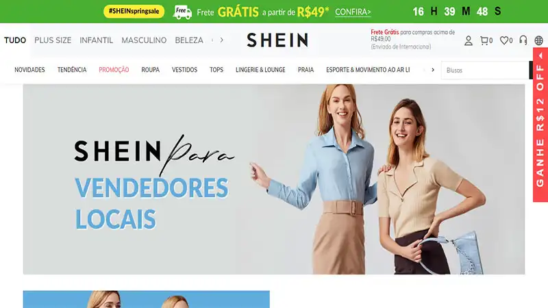 Como vender na Shein Captura de tela do site Shein