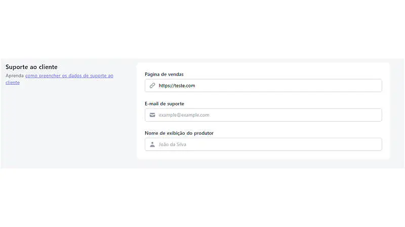 captura de tela mostrando os três campos que precisam ser preenchidos para finalizar a criação do produto