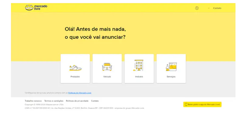 Como vender no Mercado Livre PrintScreen de como cadastrar seu produto no Mercado Livre