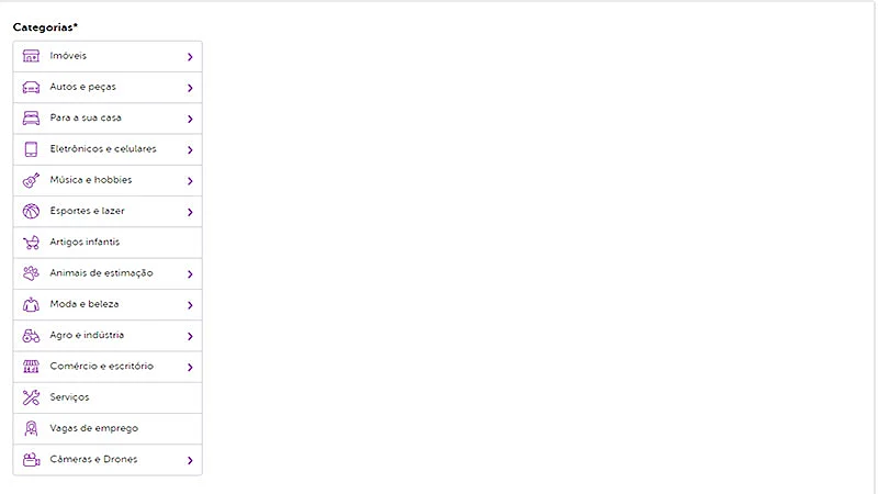 Captura de tela do OLX