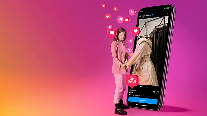 Foto de uma sacola com o símbolo do Instagram