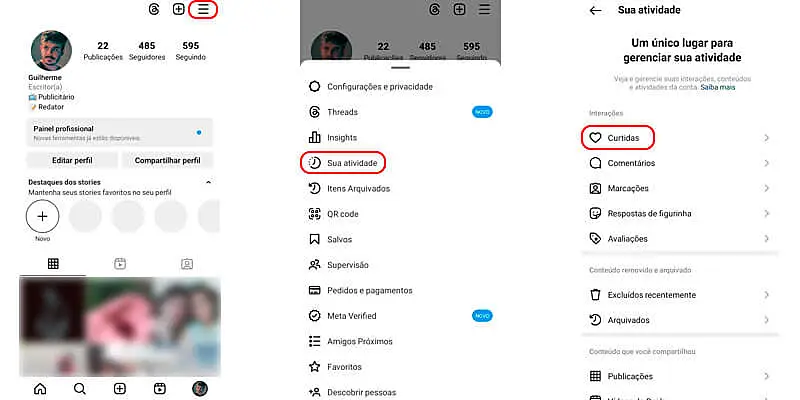 guia passo a passo de Como ver as publicações que eu curti no Instagram pelo celular