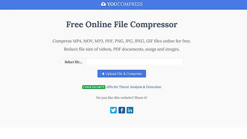 imagem da pagina inicial do site YouCompress