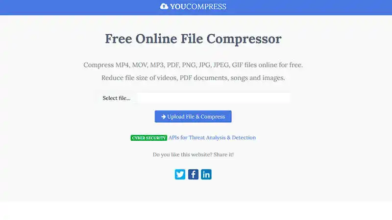imagem da pagina inicial do site YouCompress