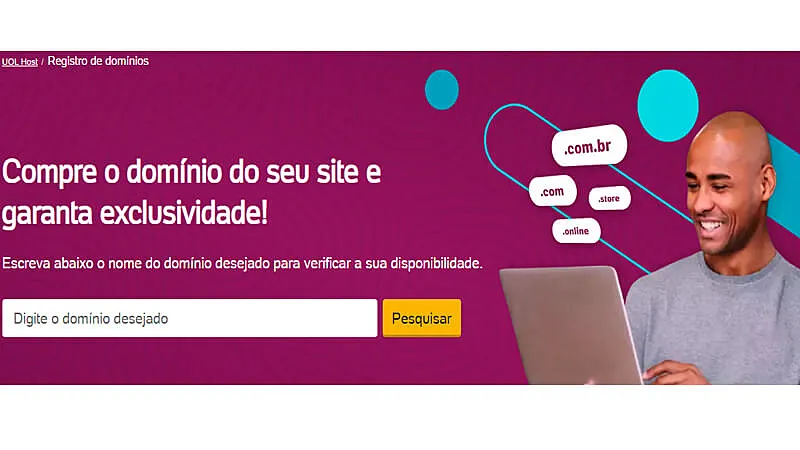 captura de tela da ferramenta de buscar domínios da UOL