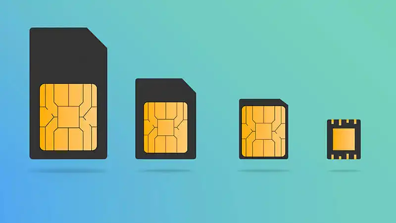 Ilustração de um chip e um eSIM