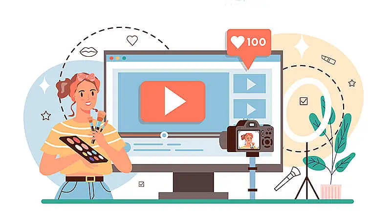 Ilustração de uma pessoa gravando vídeo para YouTube