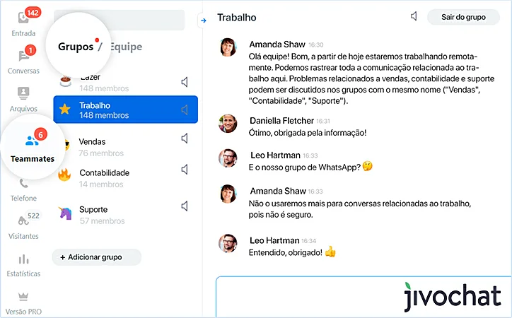 JivoTeams - Comunicação para equipes do JivoChat
