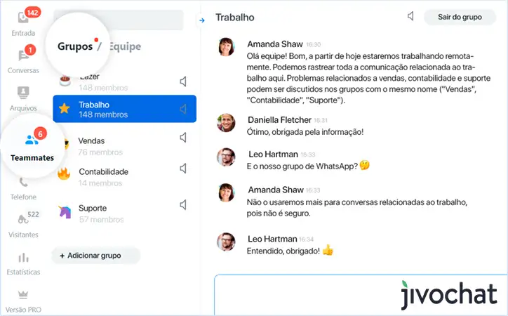 JivoTeams - Comunicação para equipes do JivoChat