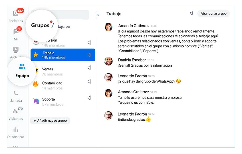 JivoTeams para la comunicación interna