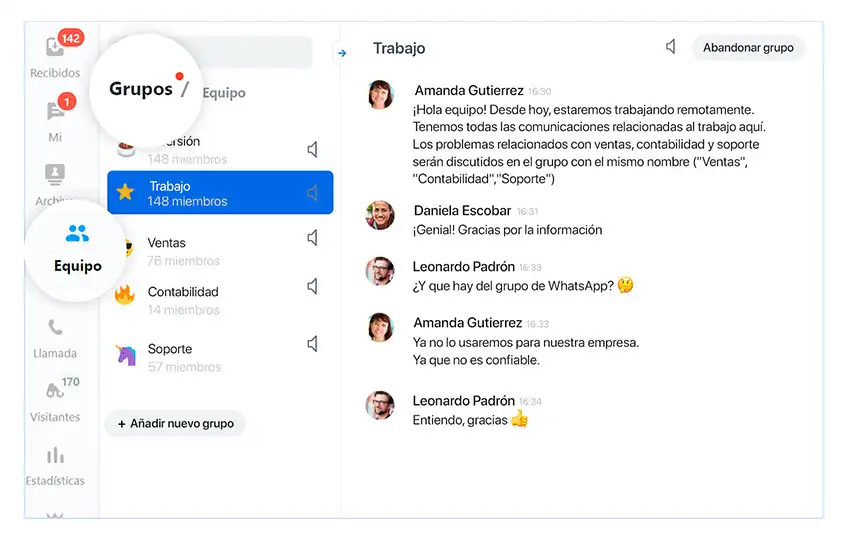 JivoTeams para la comunicación interna