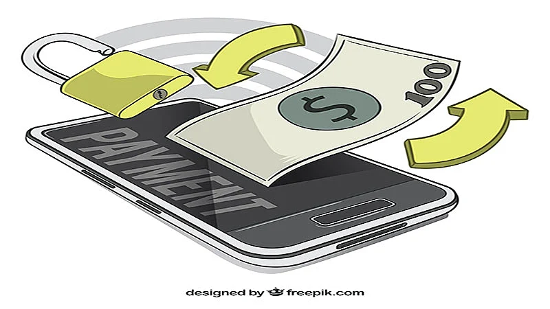 imagem de um celular e uma nota de dólar