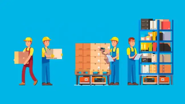 ilustración de personas en un almacen llevando un inventario