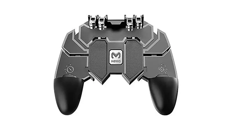 imagem de um controle para celular Ak66 na cor preta e cinza