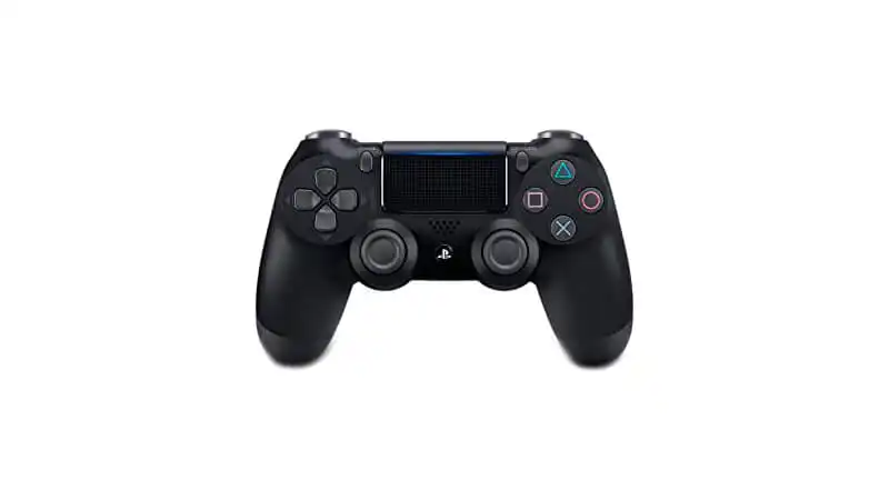 imagem de um controle sem fio de Playstation 4 na cor preta
