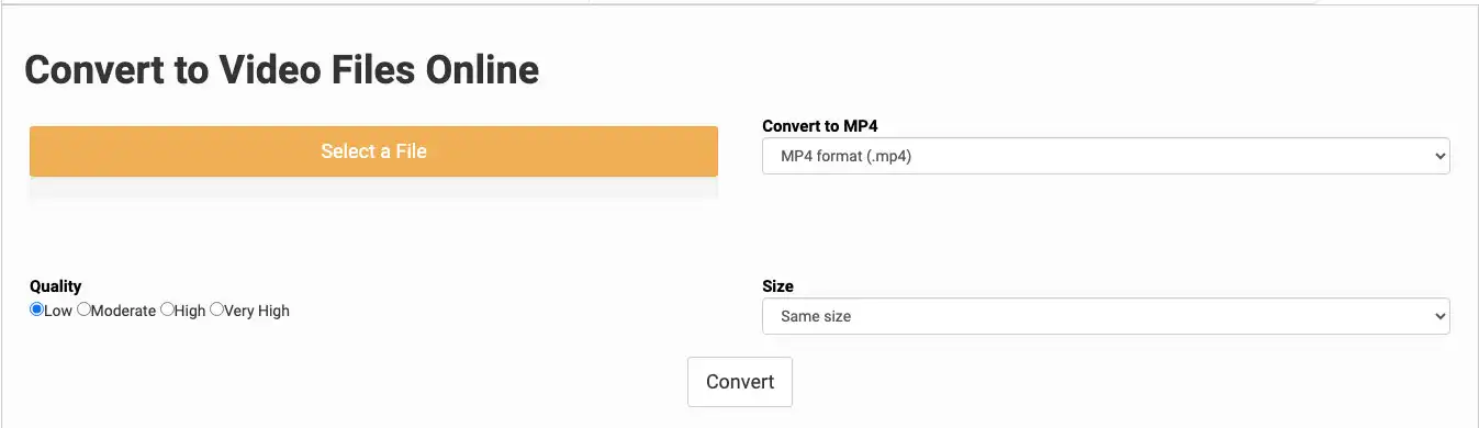 Conversor de video Captura de tela do Convert to Video Files Online