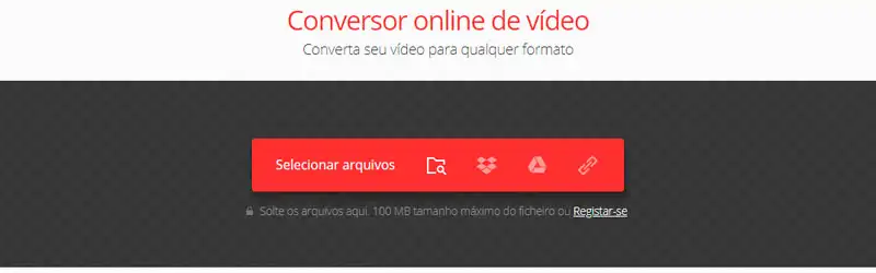 Convertio Caputa de tela da interface do Convertio