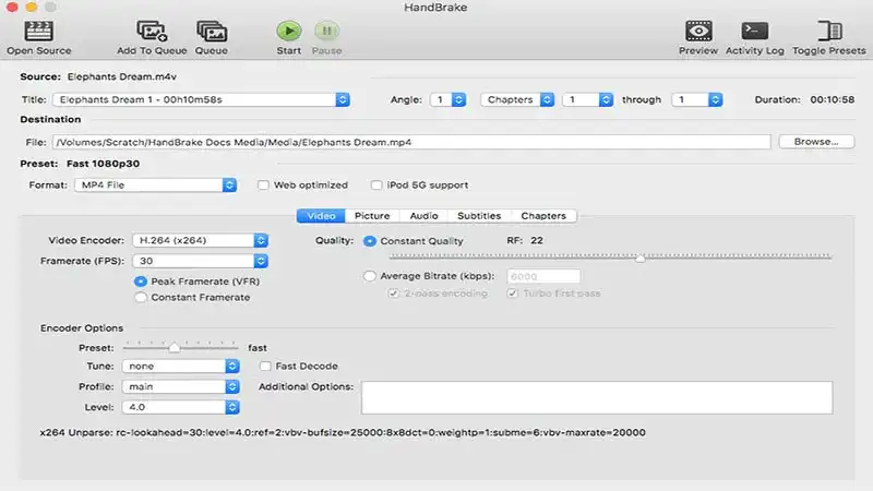 Captura de tela HandBrake