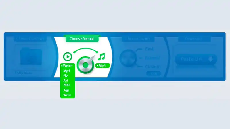 converter WebM para MP4 imagem detalhando a função de "escolher formato" do programa ByClick