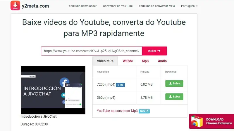 convertir youtube a MP3 con Y2meta