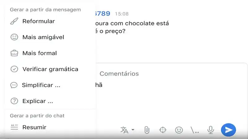 Captura de tela do Copiloto IA