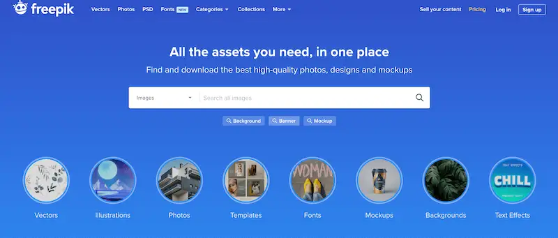 FreePik home page