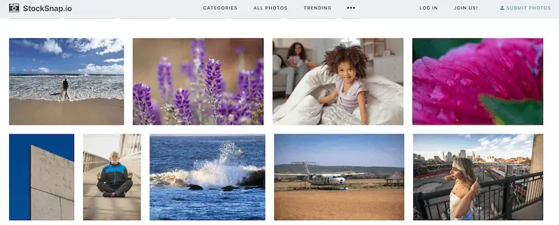 StockSnap home page